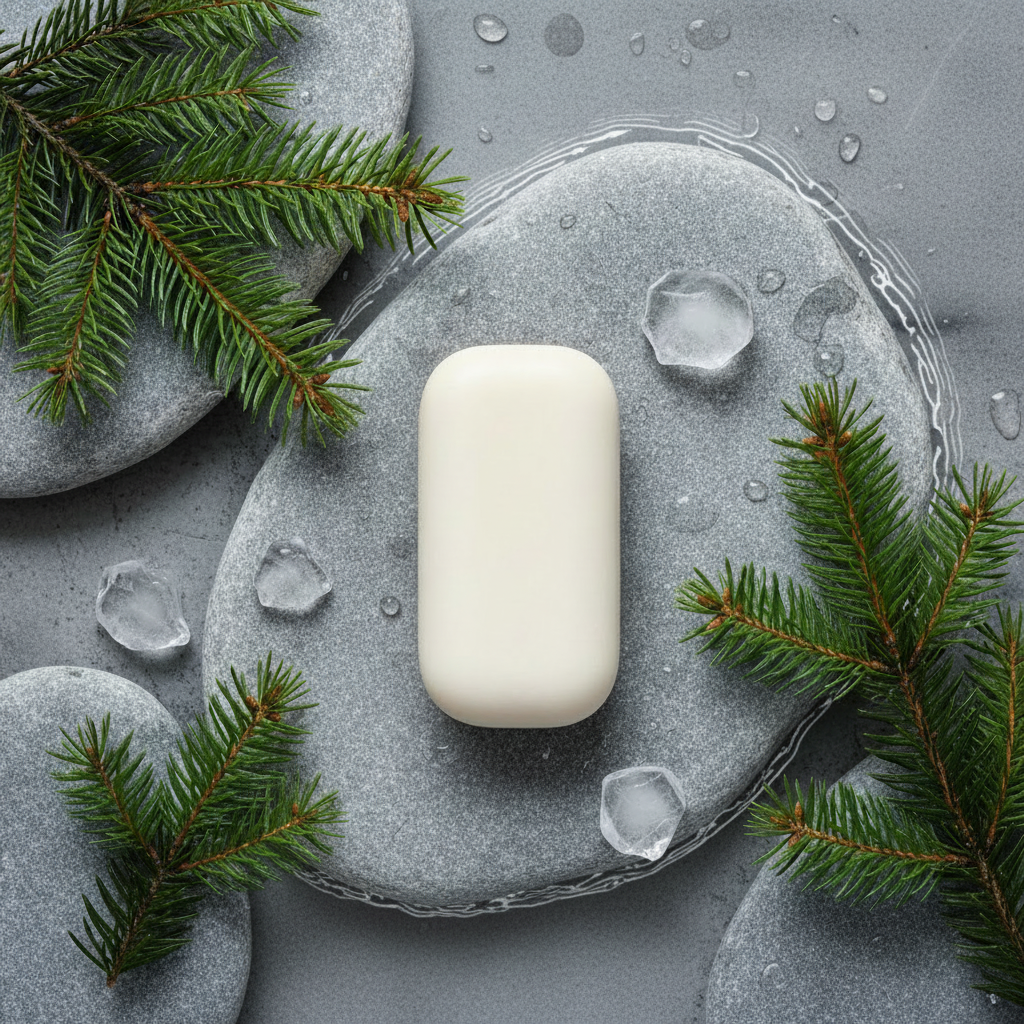Glacier Pure soap with water flowing around the stone